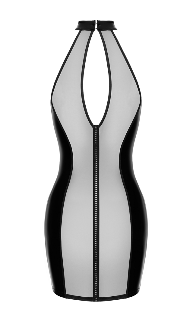 F370 Luxuria Crystal Sheer Mini Dress