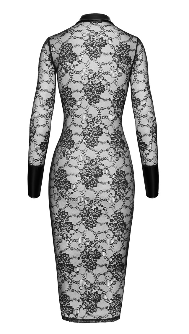 F376 Noirelle Lace Button-up Midi Dress