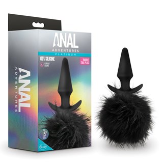 Anal Adventures Platinum - Rabbit Tail Plug - Musta