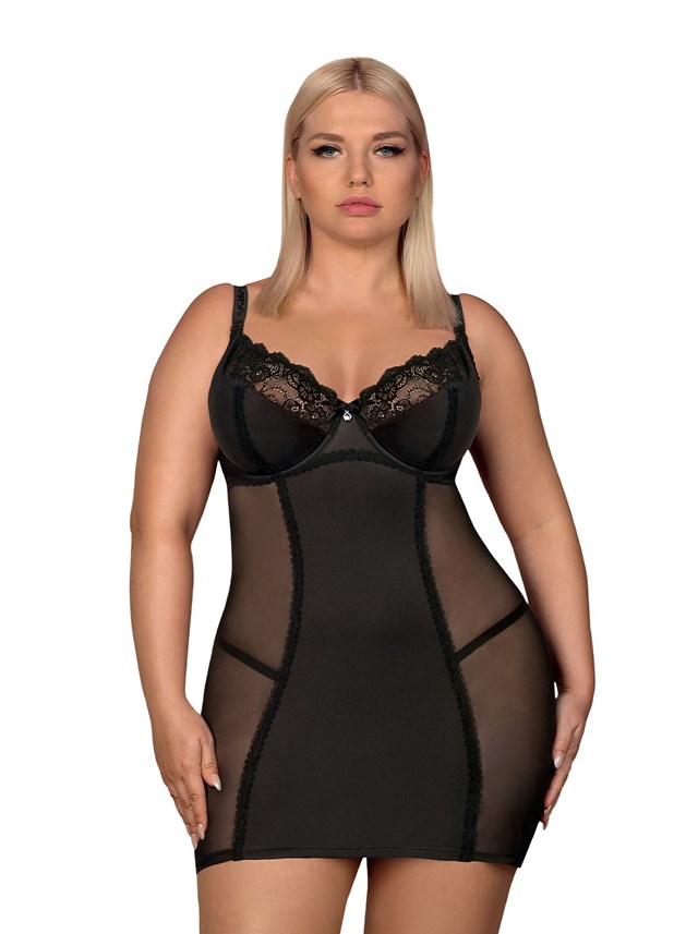 AMALLIE - musta CHEMISE & stringit