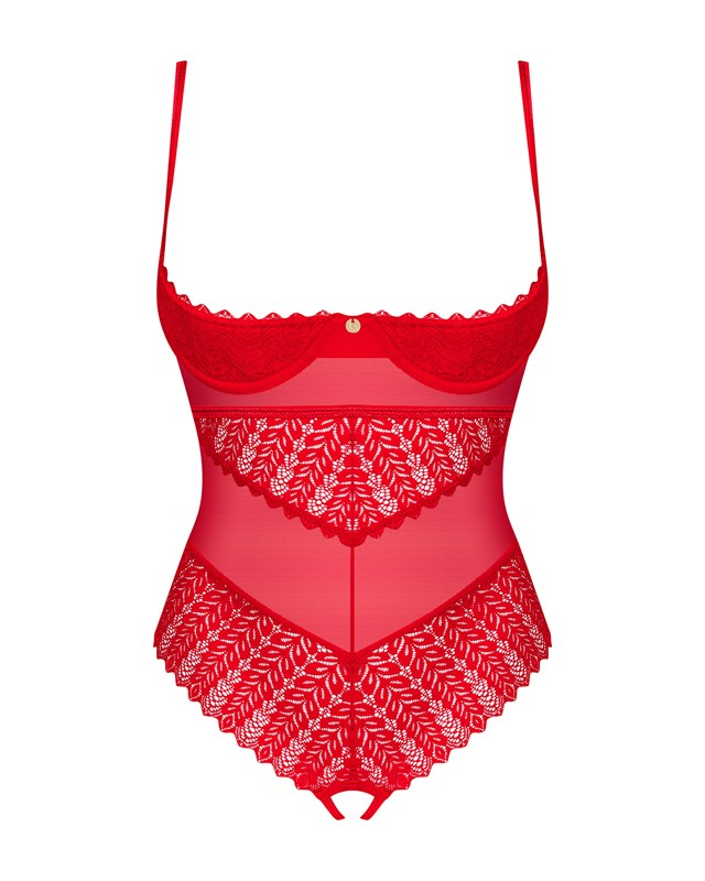 Ingridia Crotchless Teddy Red