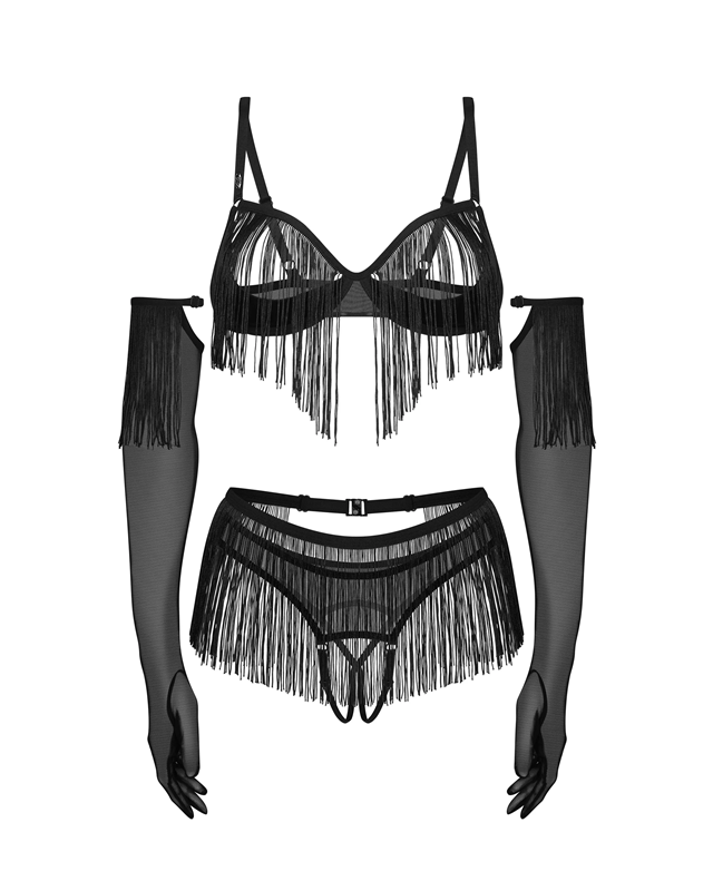 Rossay 4-pcs Crotchless Set Black