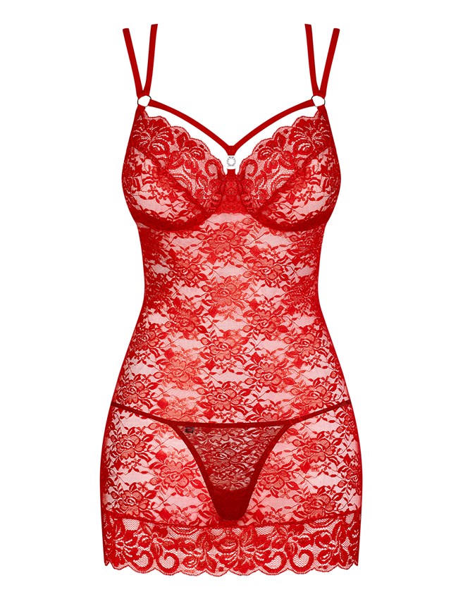 860 - punainen chemise & Stringit