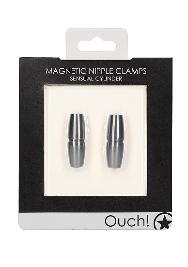 Magnetic Nipple Clamps - Sensual Cylinder - Grey