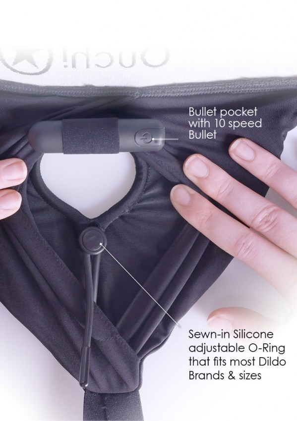 Vibrating Strap-on Panty Harness with Open Back