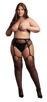 Pantie With Attached Stockings Plus Size Black