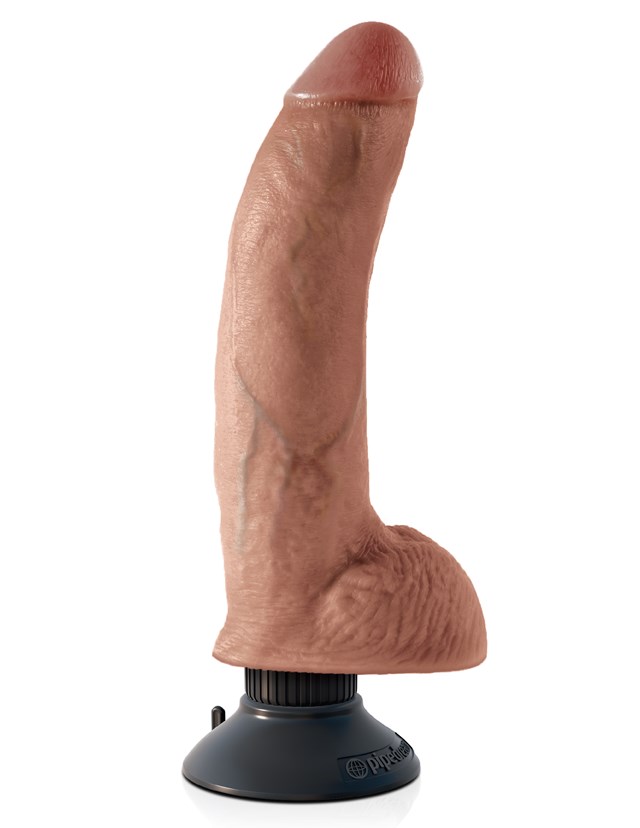 Värisevä Dildo kiveksillä 27 cm - Ruskettunut