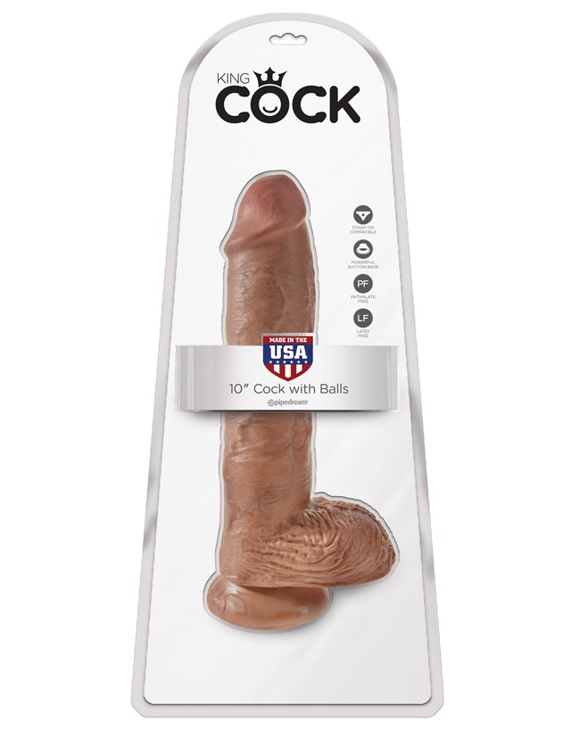 Dildo kiveksillä 27 cm - Ruskettunut