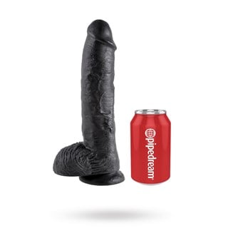 Dildo Kiveksillä 27 Cm - Musta