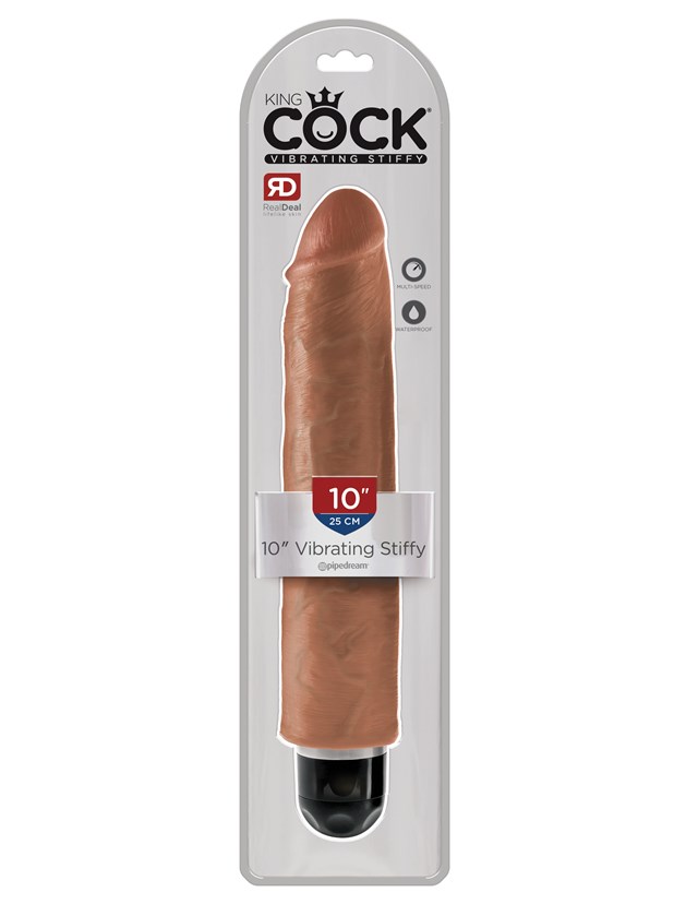 Stiffy Värisevä Dildo 25 cm - Ruskettunut
