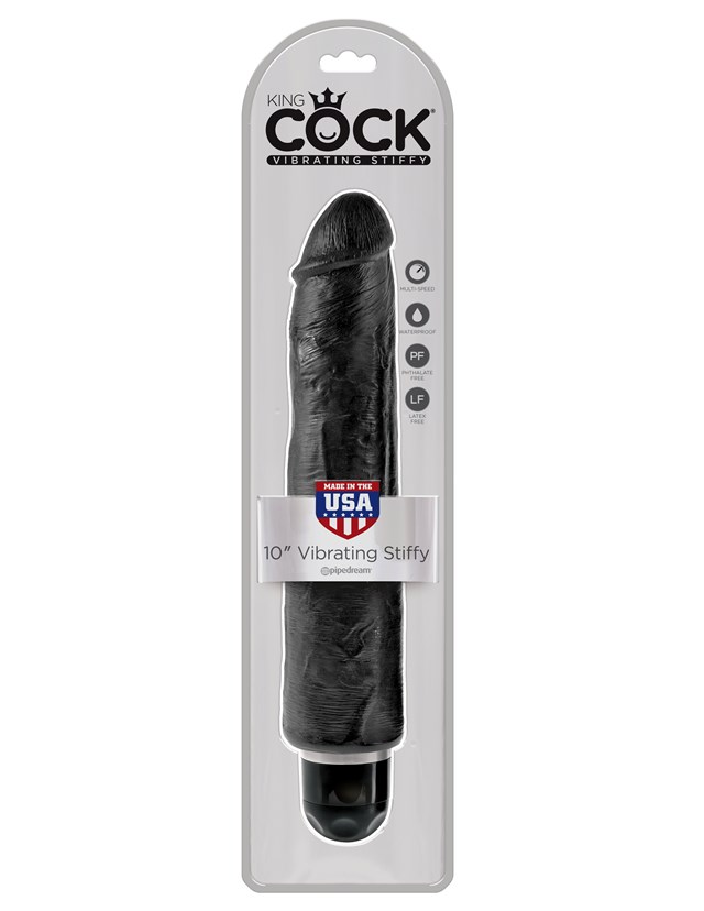 King Cock Stiffy 25 cm Värisevä dildo - Musta