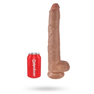 Dildo Kiveksillä 36 Cm - Ruskettunut