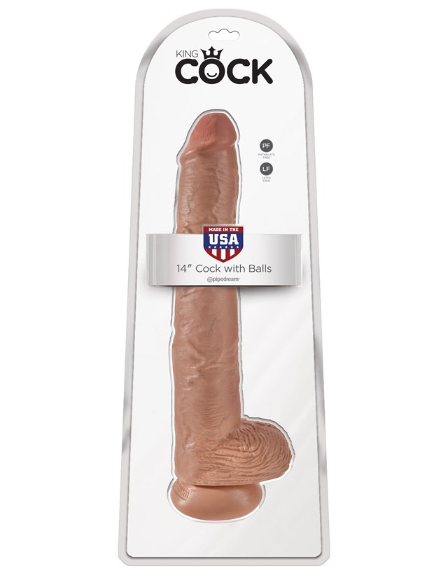 Dildo kiveksillä 38 cm - Ruskettunut
