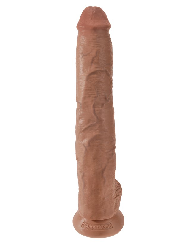 Dildo kiveksillä 38 cm - Ruskettunut