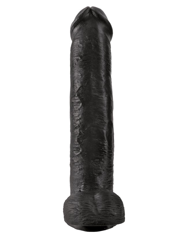 Dildo kiveksillä 42 cm - Musta