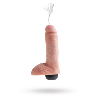 Ruiskiva Dildo Kiveksillä 20 Cm - Vaalea