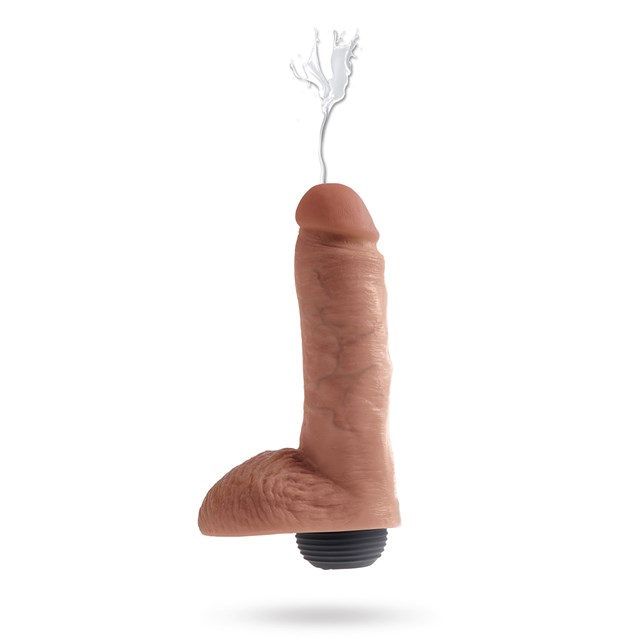 Squirttaava dildo kiveksillä 20 cm - ruskettunut