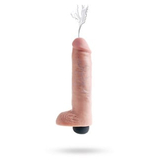 Ruiskiva Dildo Kiveksillä 25 Cm - Vaalea