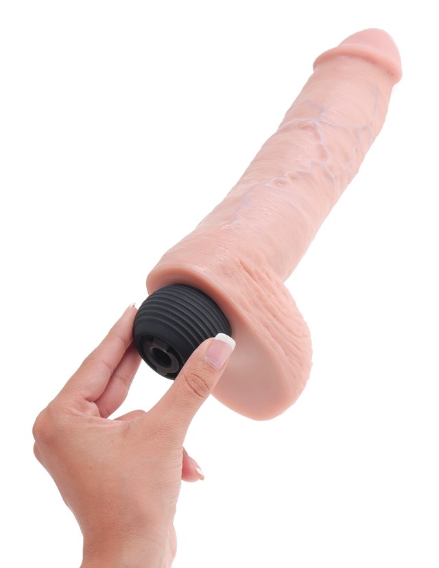 Ruiskiva dildo kiveksillä 25 cm - Vaalea