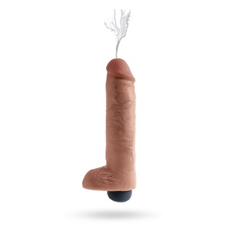Ruiskuva Dildo Kiveksillä 25 Cm - Ruskettunut