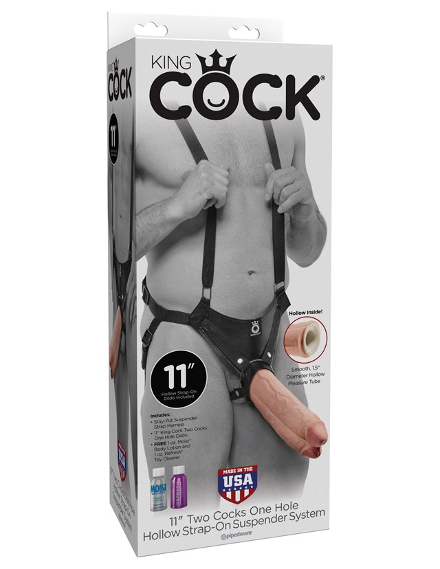 Two Cocks One Hole Strap-On System 27.9cm - Flesh