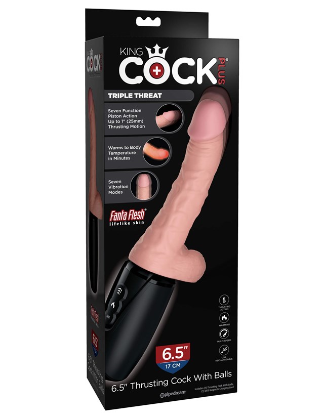 King Cock Plus 16.5cm Työntyvä dildo kiveksillä