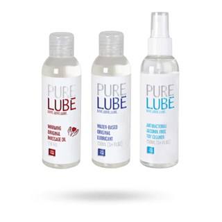 Pure Lube Warming Original Massage Oil + Original Lubricant + Toy Cleaner 3x150 Ml