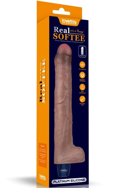 Real Softee Vibrating Dildo Brown 26,5 cm