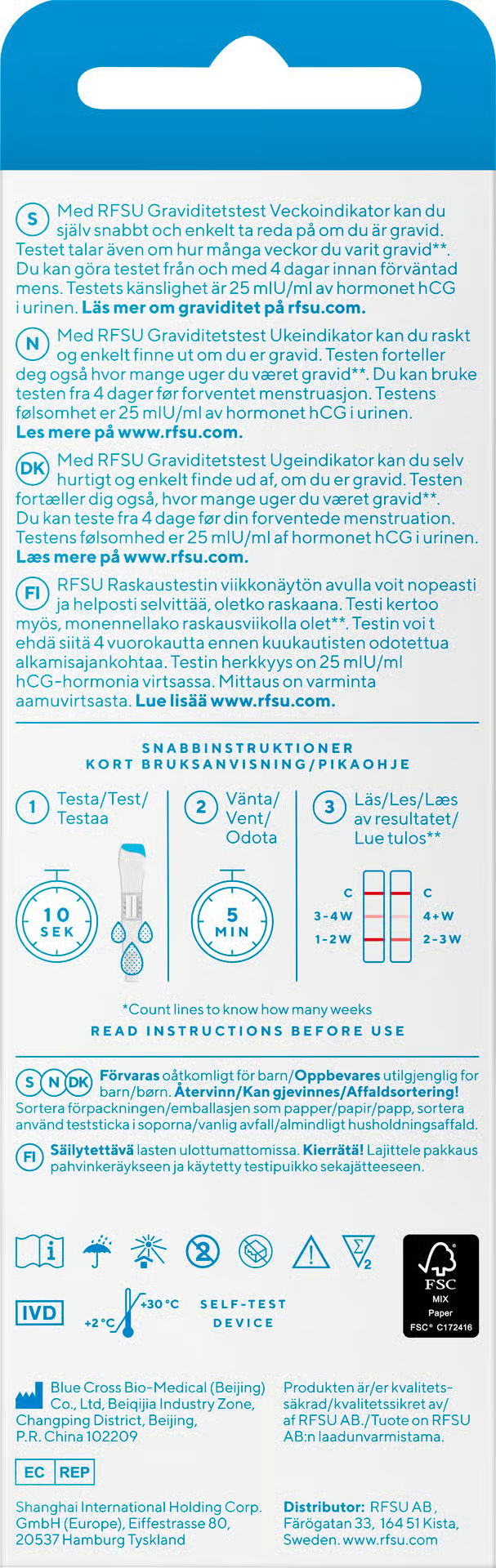RFSU Raskaustesti Viikot 2 kpl