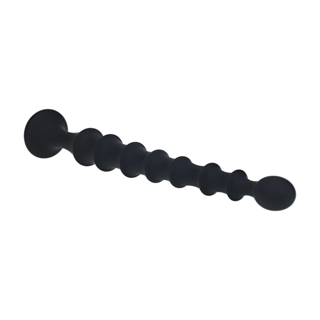 Ribbed Silicone Flared Anal Probe - Black