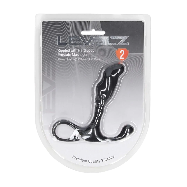 Rippled with Hard Loop Silicone Prostate Massager - S - Black