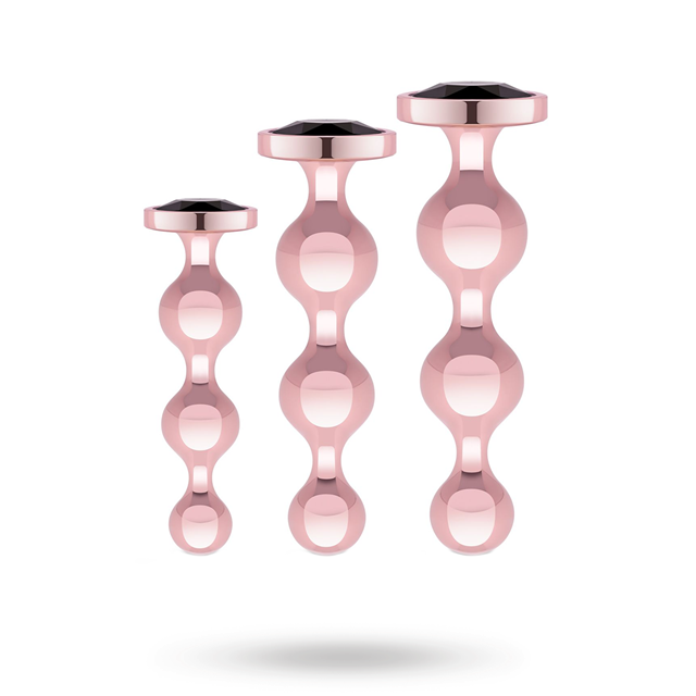 Rosy Gold Metal Butt Plug 3-pcs Set