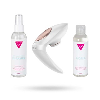 Setti: Satisfyer Pro 4 Couples Vibraattori, Liukuvoide & Lelujen Puhdistusaine 2x150 Ml