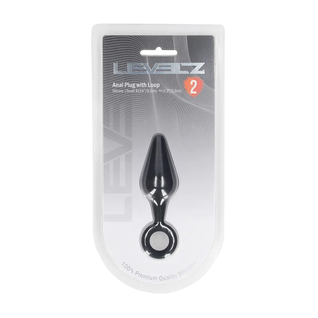 Silicone Anal Plug with Loop - S - Black