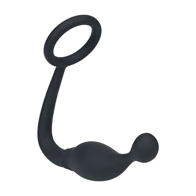 Silicone Cockring with Prostate Stimulator - M - Black