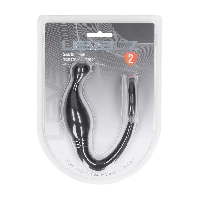 Silicone Cockring with Prostate Stimulator - M - Black