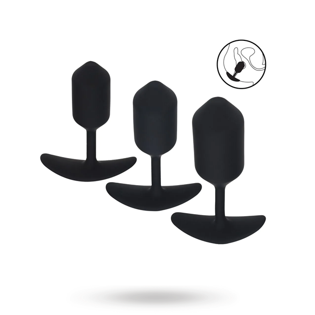 Silicone Weighted Anal Plug Training Set of 3 - Black