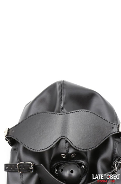 Slave Hood With Eye Mask & Breathable Gag Ball