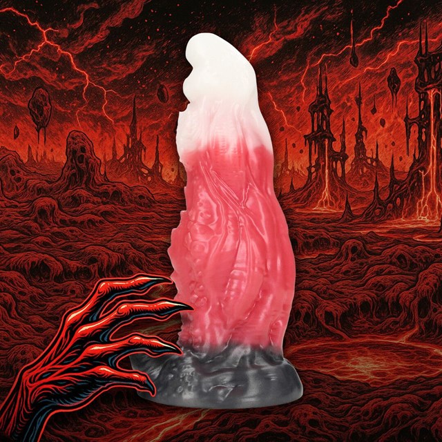 Space Night Fiend Silicone Dildo - Red/White