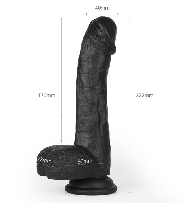 Super Soft Dildo With Warming Black 22,2 cm