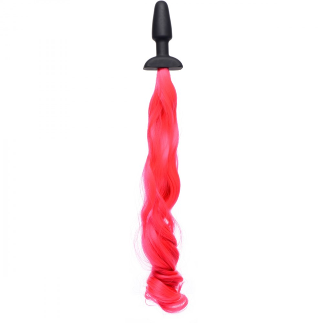 Hot Pink Pony Tail Anal Plug Medium