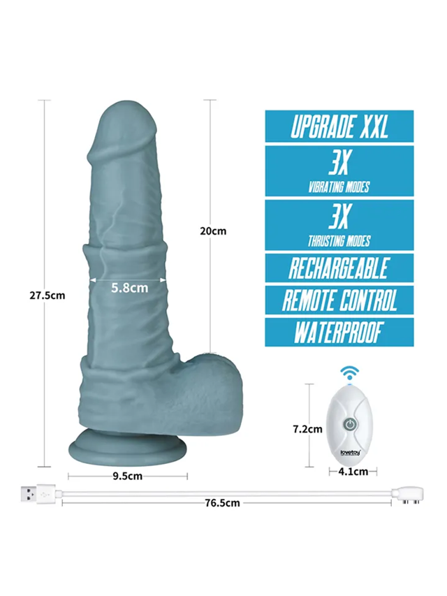 Thrusting & Vibrating Silicone Dildo 27,5 cm