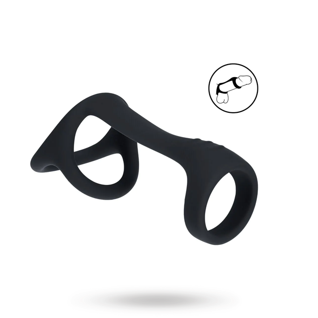 Tri O Silicone Shaft Cock and Ball Ring - Black