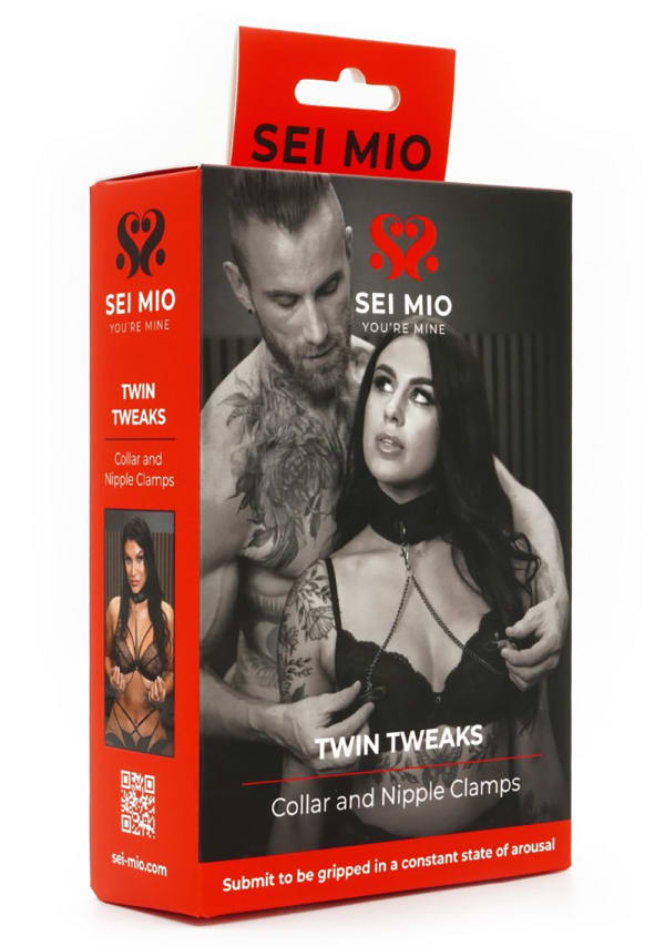 Twin Tweaks Velvet Collar With Nipple Clamps