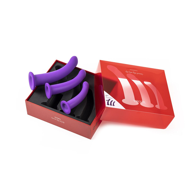Set Of 3 Silicone Dildos Purple
