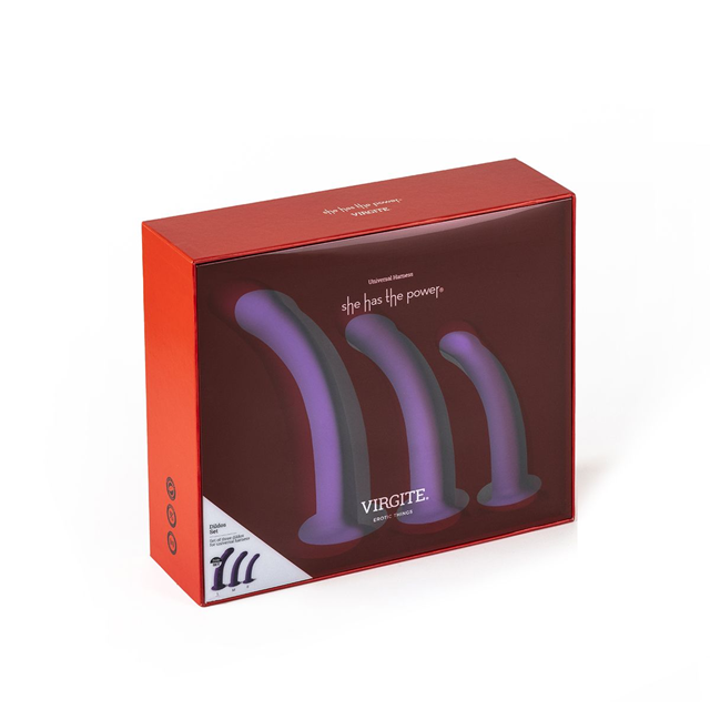 Set Of 3 Silicone Dildos Purple