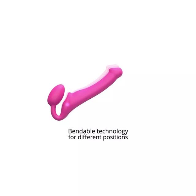 Vibrating Bendable Strap-On - Fuchsia Large