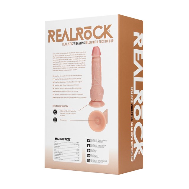 Vibrating Regular Straight Cock with Balls 18 cm - Flesh