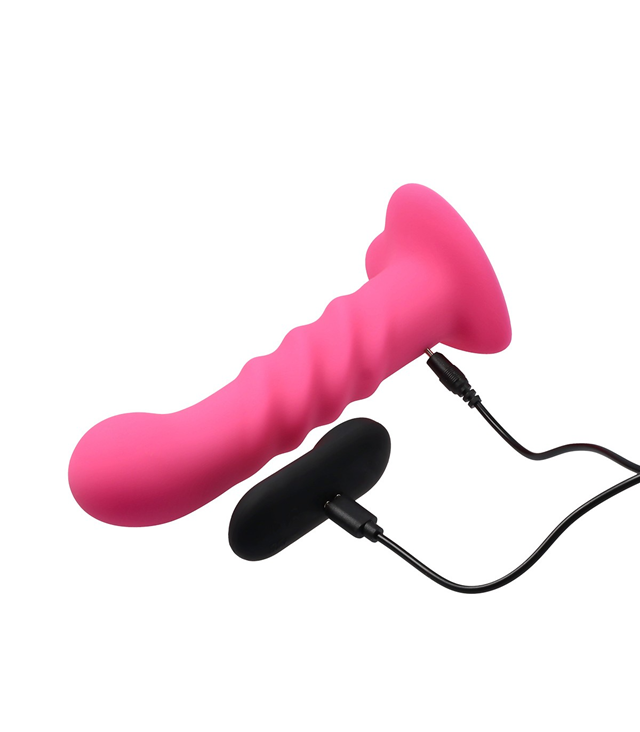 Vibrating Silicone Dildo With Remote Pink 18 cm