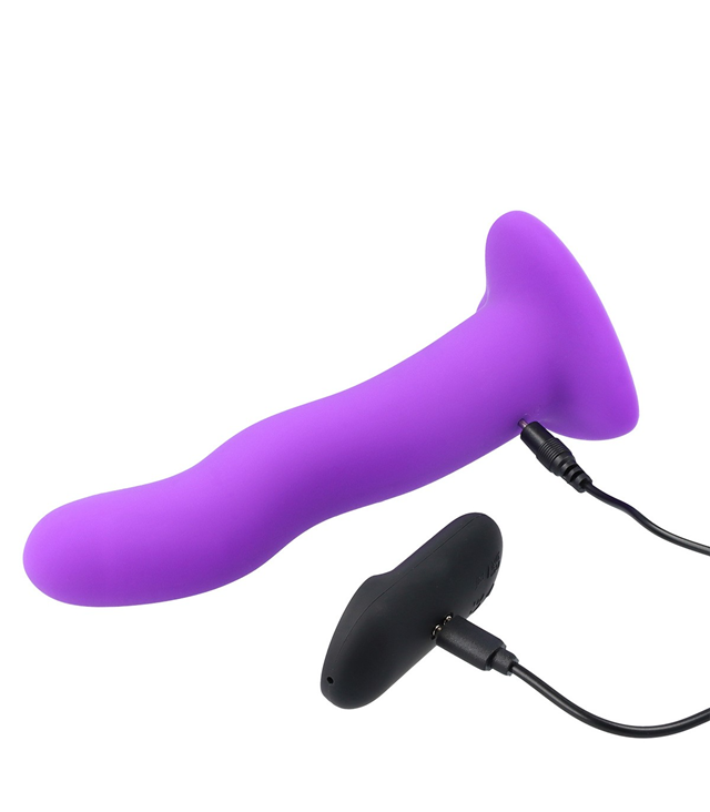 Vibrating Silicone Dildo With Remote Purple 18 cm
